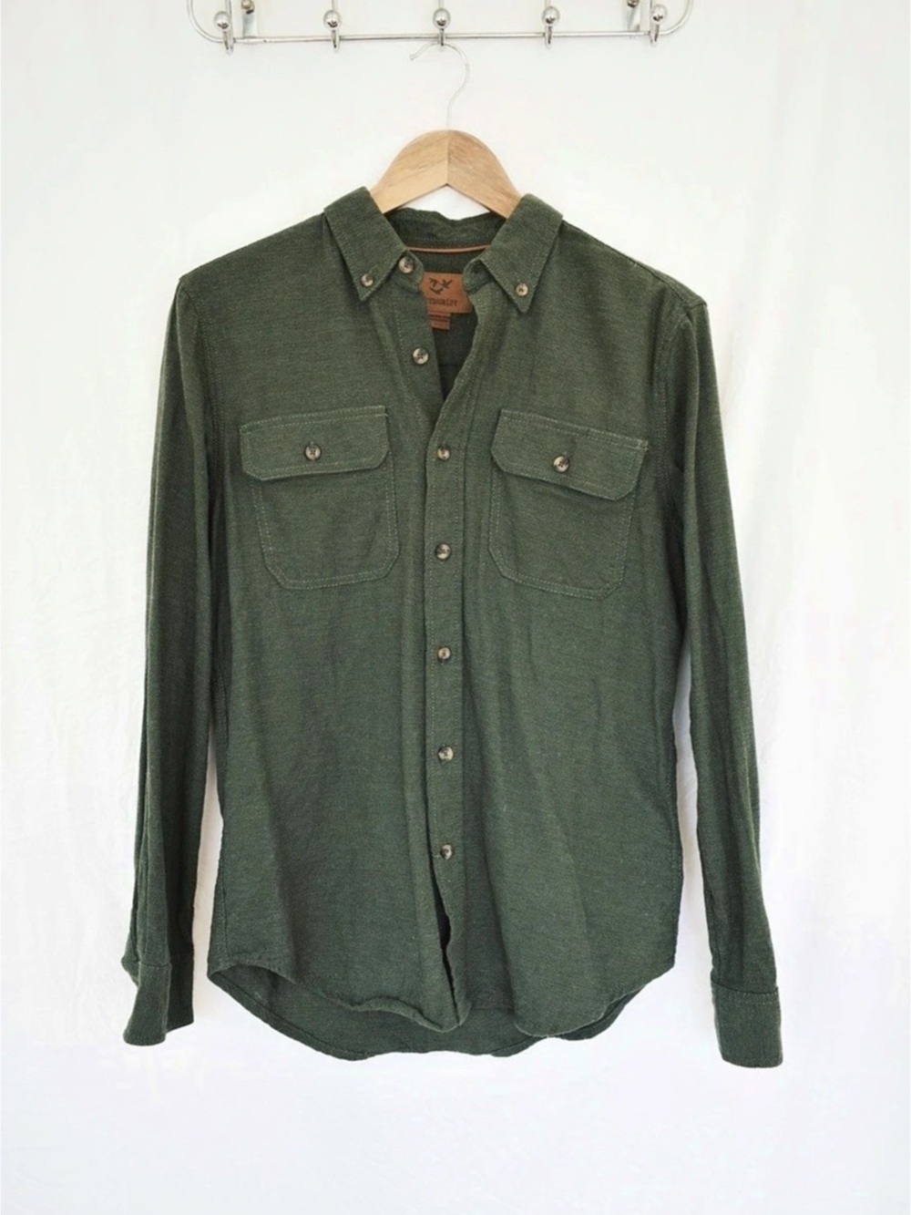 Outdoor Life Men's Olive Cotton Button Down Shirt | Size S